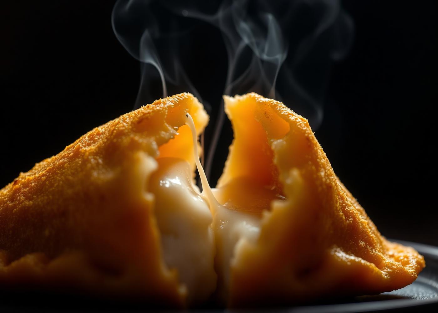 Venezuelan cheese empanada with melted cheese